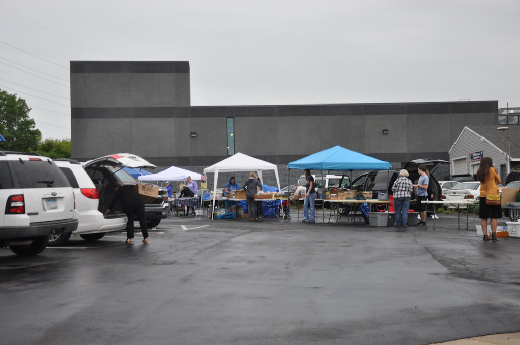 The Home school Materials and Books Sale is still going on, even with a little rain.